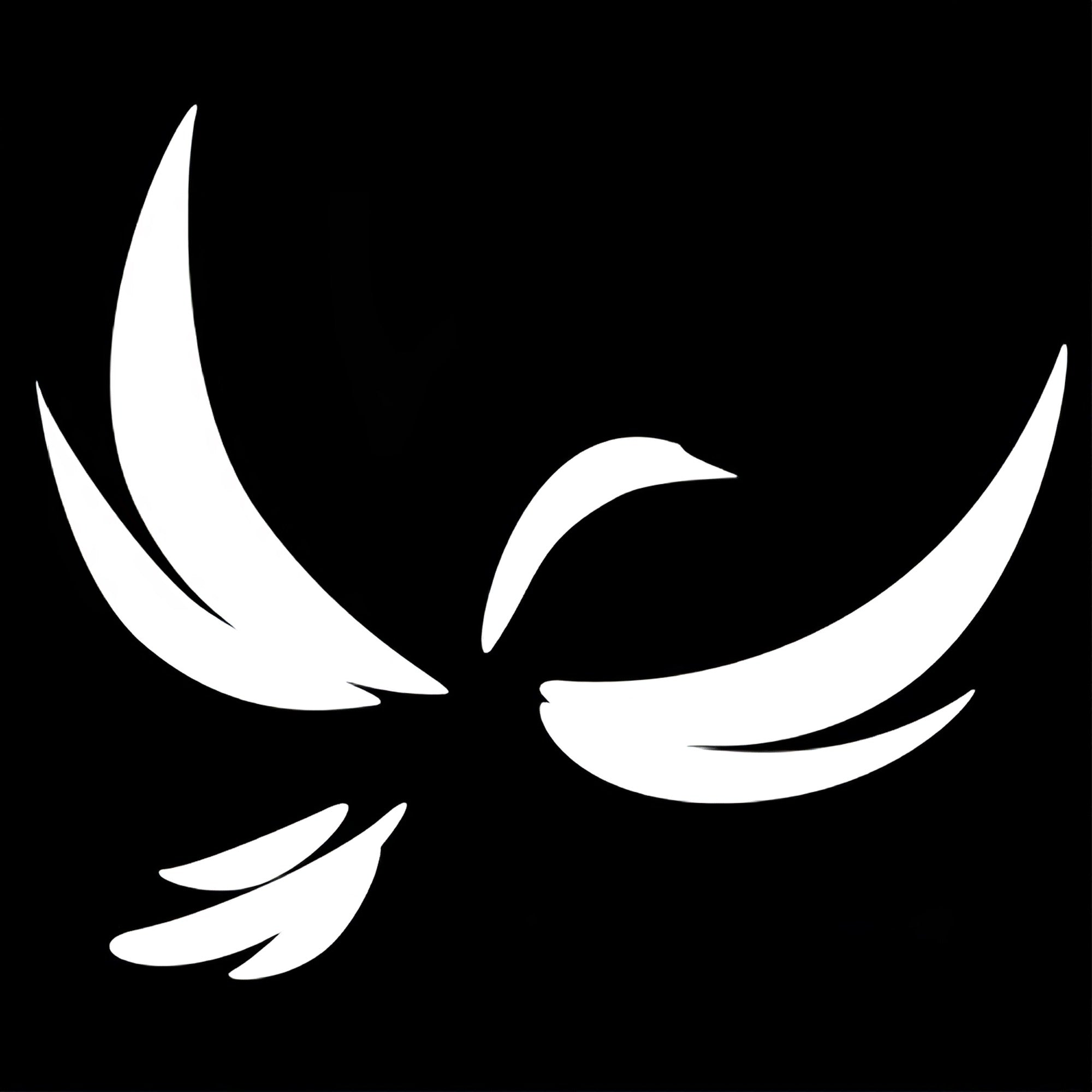 Noteworthy Selections catalog logo of an elegant bird with wings expanded out flying upwards and drawn in white on a black background.